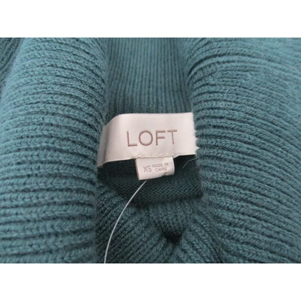 LOFT Womens Sweater XS Green Long Sleeves Turtleneck Casual Knit Preppy New